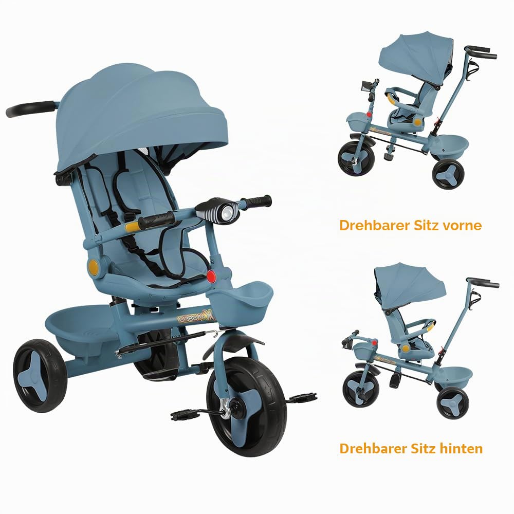 Buggy für Babys, ultraleicht, kompakt, faltbar und neigbar, von Geburt bis 25 kg, mit Trolley-System, Regenschutz inklusive, ausziehbarer Haube, C-schwarz