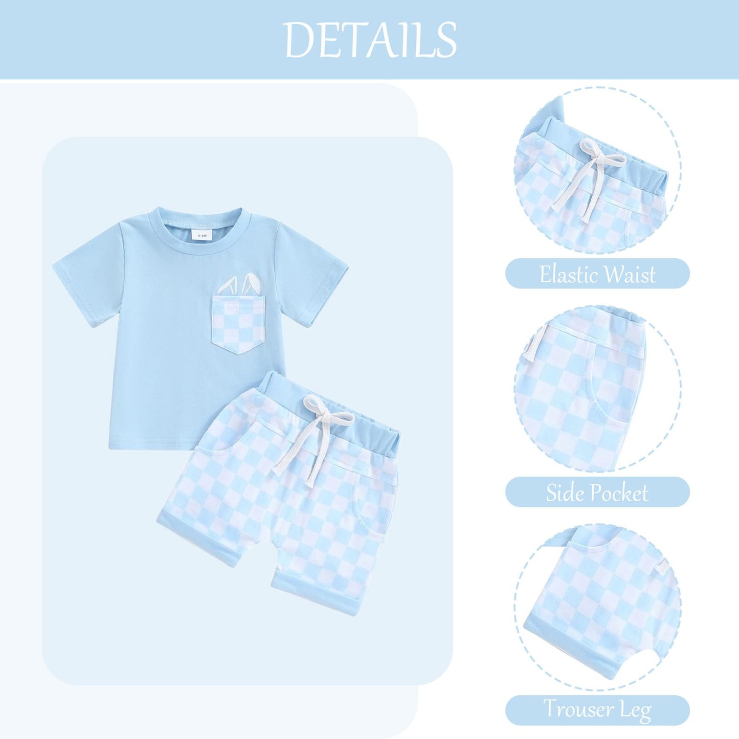 Baby Sommerkleidung Jungen Neugeborene Set Kurzarm Streifen T-Shirt und Casual Hose mit Taschen Sommer 2Pcs Outfits Kleinkind Bekleidungsset