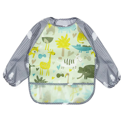 PandaEar Waterproof Baby Bibs with Long Sleeves, 3 Pack Washable Baby Bibs Feeding Bibs with Sleeves for 12-48 Months Children Eating Crafting Painting Art Craft Painting 