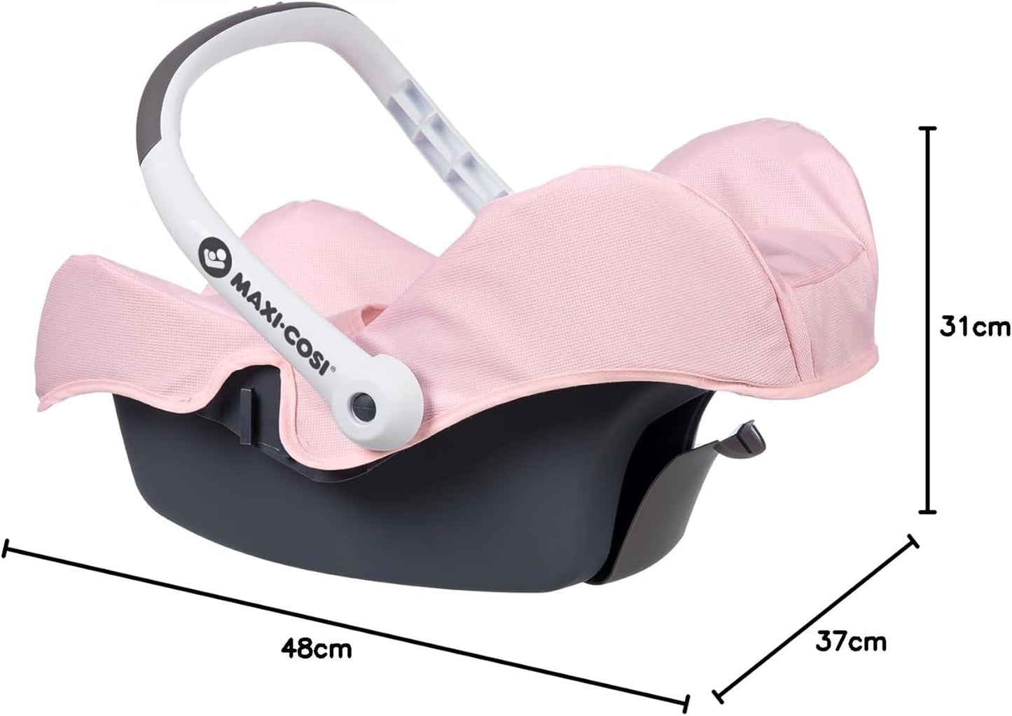 Smoby - Maxi Cosi Autositz - Autositz mit Tragebügel im Original Maxi-Cosi Design, Puppen-Zubehör für Puppen bis 42 cm, für Kinder ab 3 Jahren, rosa