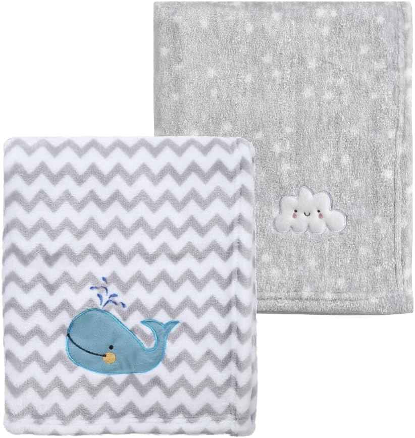 CREVENT Kleine Flauschige warme Baby-Überwurfdecke für Jungen, Kleinkinder, Kinderbett, Kinderwagen, 75 cm x 100 cm, graue Wolke