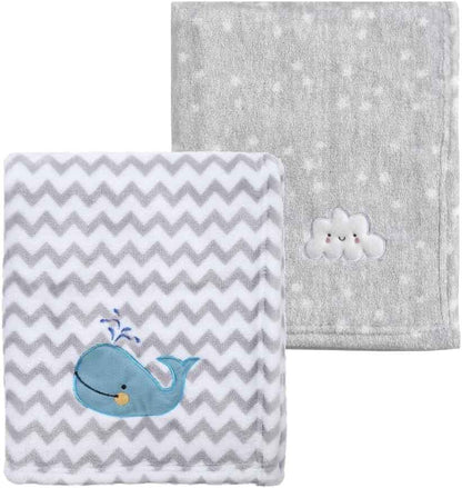 CREVENT Kleine Flauschige warme Baby-Überwurfdecke für Jungen, Kleinkinder, Kinderbett, Kinderwagen, 75 cm x 100 cm, graue Wolke