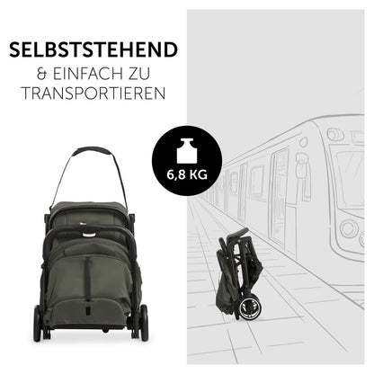 Hauck Travel N Care Dark Olive Stroller – Lightweight travel buggy for children from birth to 22 kg with reclining function, compact and UPF 50+
