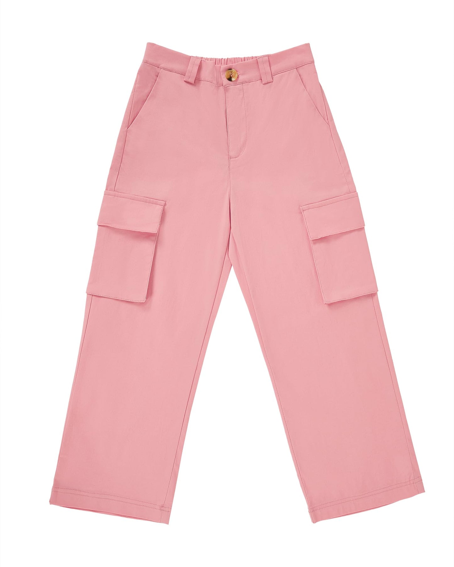 Haloumoning Mädchen Cargohose Baumwoll Y2K Baggy Cargo Hose Kinder Straight Leg Hohe Taille Jogginghose Casual Outdoorhose mit Elastische Taille und Taschen