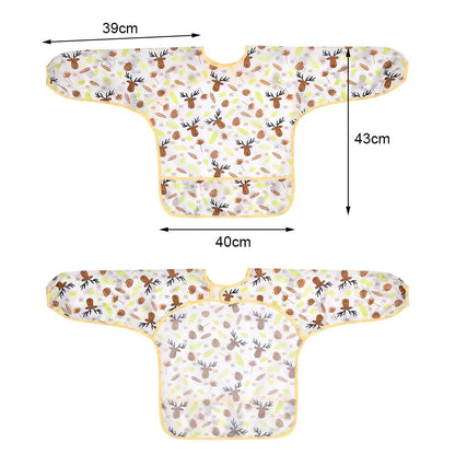 Vicloon Baby Lätzchen mit Lange Ärmeln,3PCS Ärmellätzchen Wasserdicht,Süßer Tierstil Baby Bibs Set für Essen Kunst Handwerk Malerei Bemalen Spielen für 6-24 Monaten