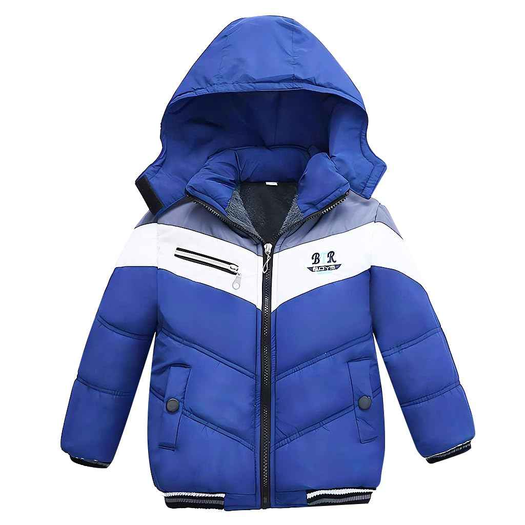 linboo Winter Jacket Boys Children's Parka Jacket Lined Winter Coat with Removable Hood Thick Quilted Jacket Baby Warm Outdoor Jacket