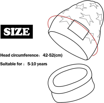 Momoon Thick Beanie Hat + Scarf Set Winter Warm Snow Knit Skull Cap for Children Boys Girls (Suitable for 6-14 Years) -