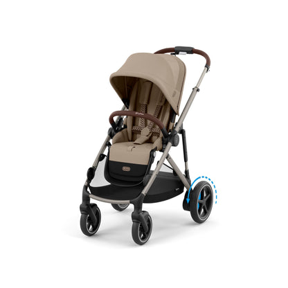 CYBEX Gold Kinderwagen e-GAZELLE S, Ab Geburt bis ca. 4 Jahre, Max. 22 kg (Single-Modus) / 2x 22 kg (Duo-Modus), All-in-1-System mit E-Antrieb und 20+ Konfigurationen, Stone Grey