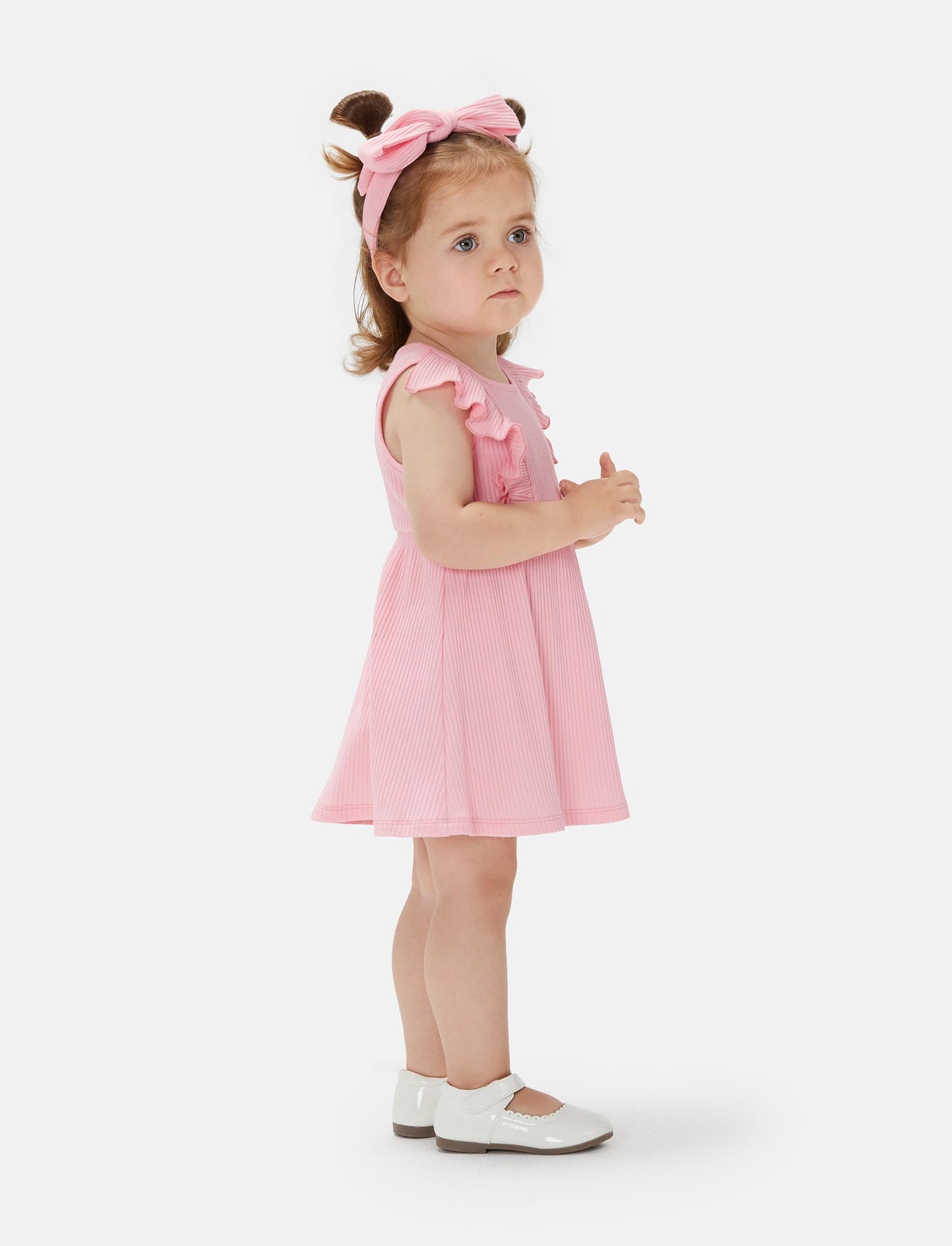 PATPAT Baby Mädchen Kleid Set, Packung mit 2 Süßes Sommerkleider Ärmellos Rüschen Prinzessin Kleider Kurze Ärmel, Kleinkind A-Linien-Kleid für Hochzeit Geburtstag Party Bankett Urlaub, 3-24 Monate