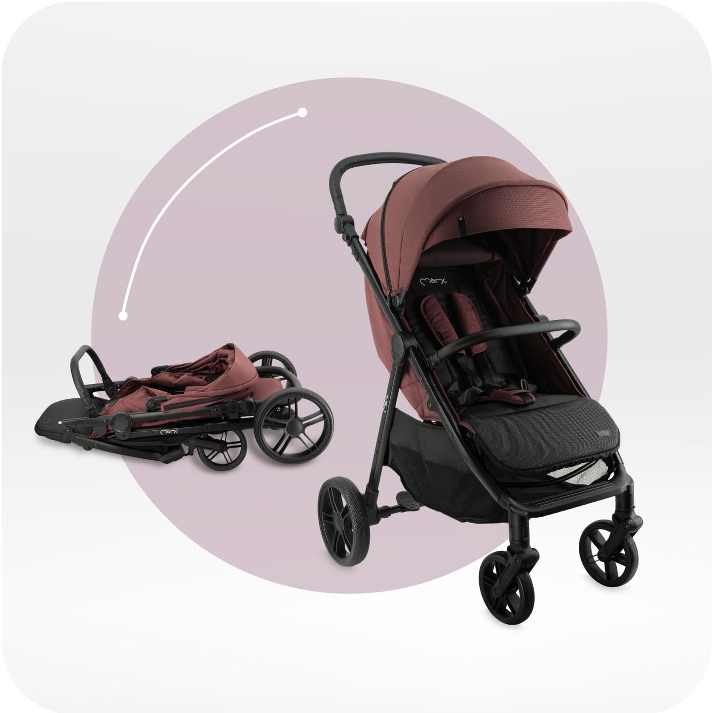 MoMi Kinderbuggy CLARA, Kinderwagen ab dem 6. Lebensmonat, bis 22 kg Körpergewicht, 5-Punkt-Sicherheitsgurt, Fußsack, Getränkehalter, Einkaufskorb, Wickeltasche, Insekten- und Regenschutz