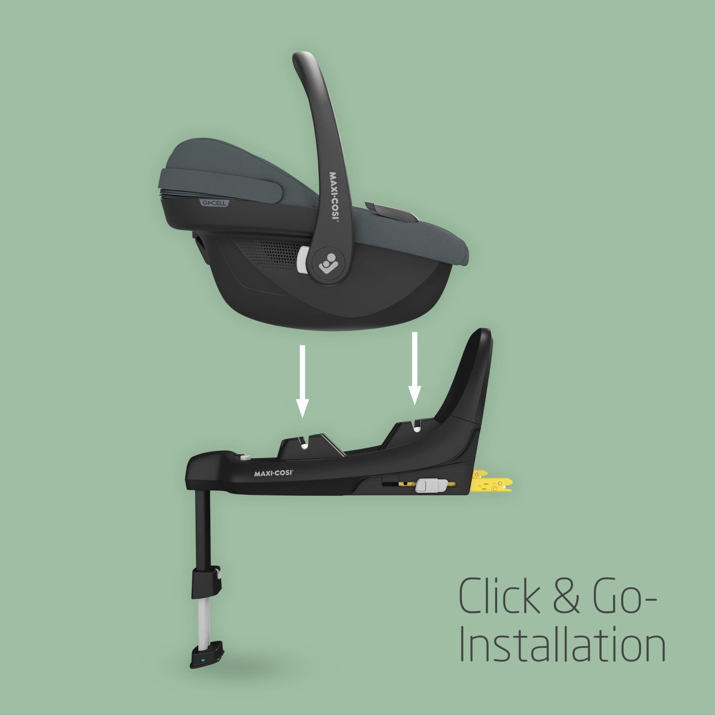 Maxi-Cosi Pebble i-Size, Babyschale, 0–15 Monate, 0–13 kg, 40–83 cm, leichter i-Size Kindersitz, Click&Go-Installation, G-CELL Seitenaufprallschutz, Sitzverkleinerer, Tonal Black - Meloni2