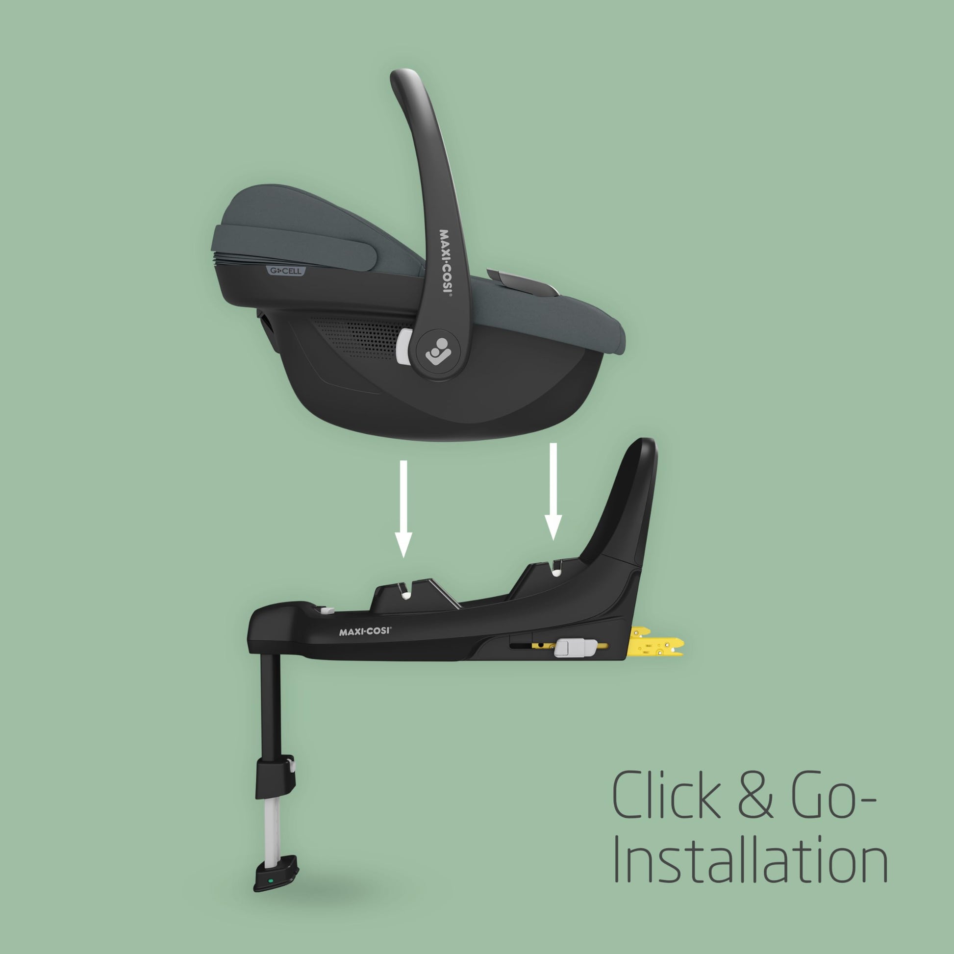 Maxi-Cosi Pebble i-Size, Babyschale, 0–15 Monate, 0–13 kg, 40–83 cm, leichter i-Size Kindersitz, Click&Go-Installation, G-CELL Seitenaufprallschutz, Sitzverkleinerer, Tonal Black - Meloni2