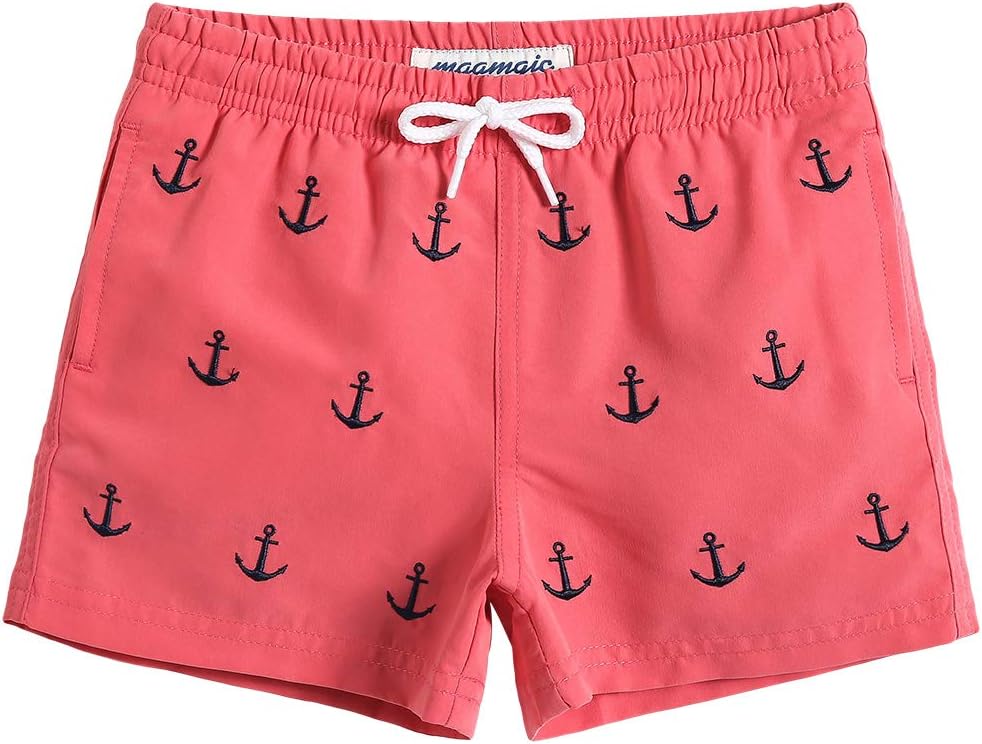 MaaMgic Boys’ Small Swimming Shorts, Quick-Drying Board Shorts with Mesh Lining, Pockets and Adjustable Drawstring