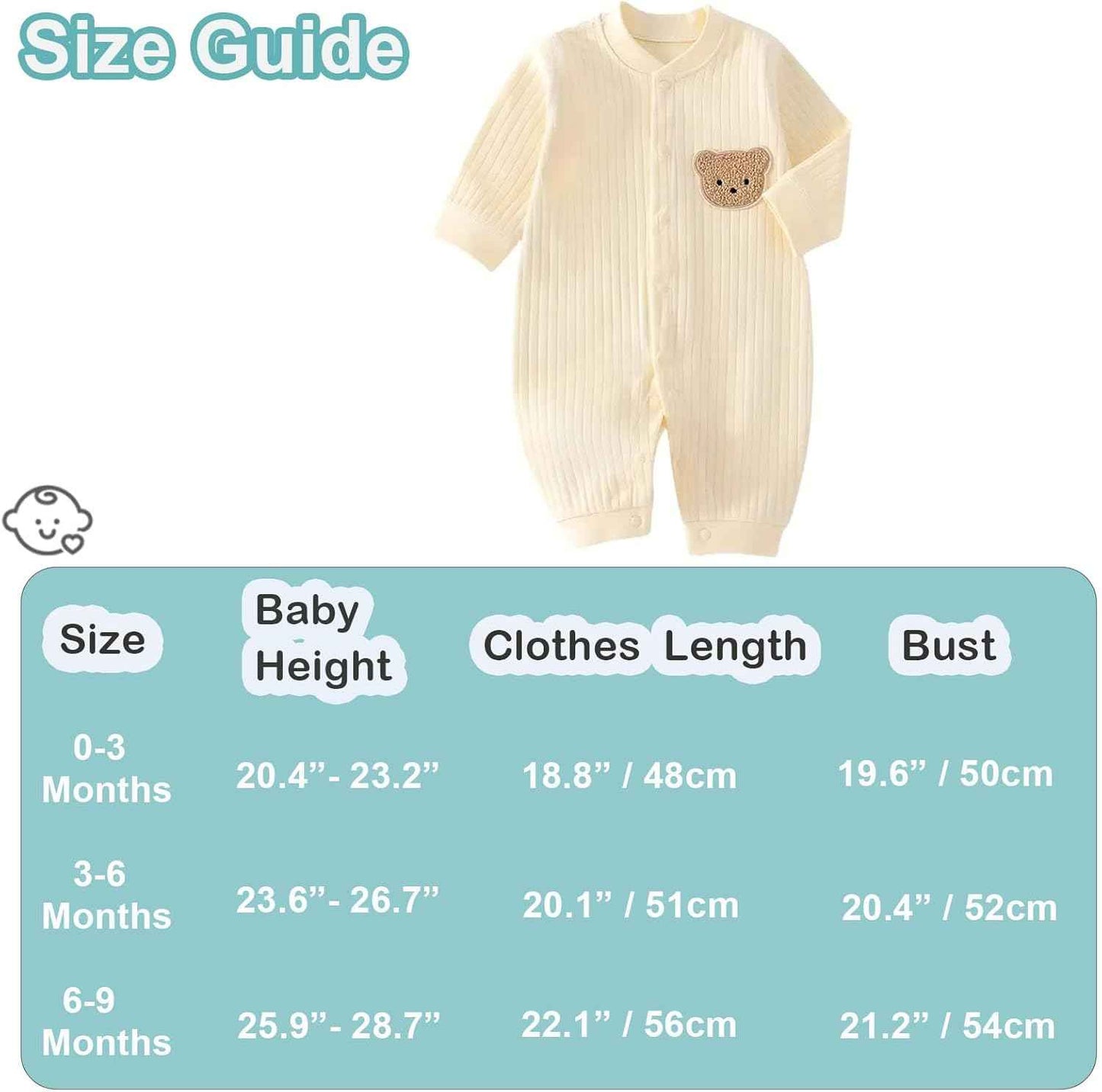 KeCool Unisex Baby Clothing Newborn 100% Cotton Soft Long Sleeve Romper Baby Bodysuits Newborn Clothes for Boys and Girls, Comfortable Baby Romper Newborn Clothing Boys Girls