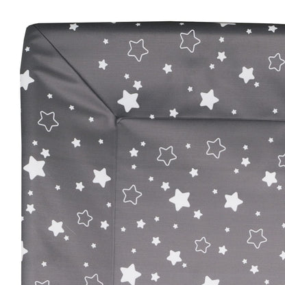 babyCalin Luxury Star Wickelauflage Dunkelgrau 50 x 70 cm - Mit aufgedruckter Maßtabelle