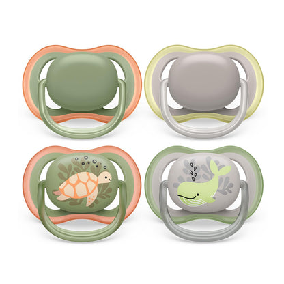 Philips Avent ultra air Schnuller - 4er Pack, BPA-freier, atmungsaktiver Schnuller für Babys von 6-18 Monaten, inklusive Transport- und Sterilisationsbox, Schildkröte/Wal (Modell SCF085/66) - Meloni2