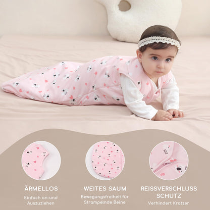 Yukkidds Baby Summer Sleeping Bag, 100% Cotton, 0.5 Tog, beige elephant, 0 - 6 months