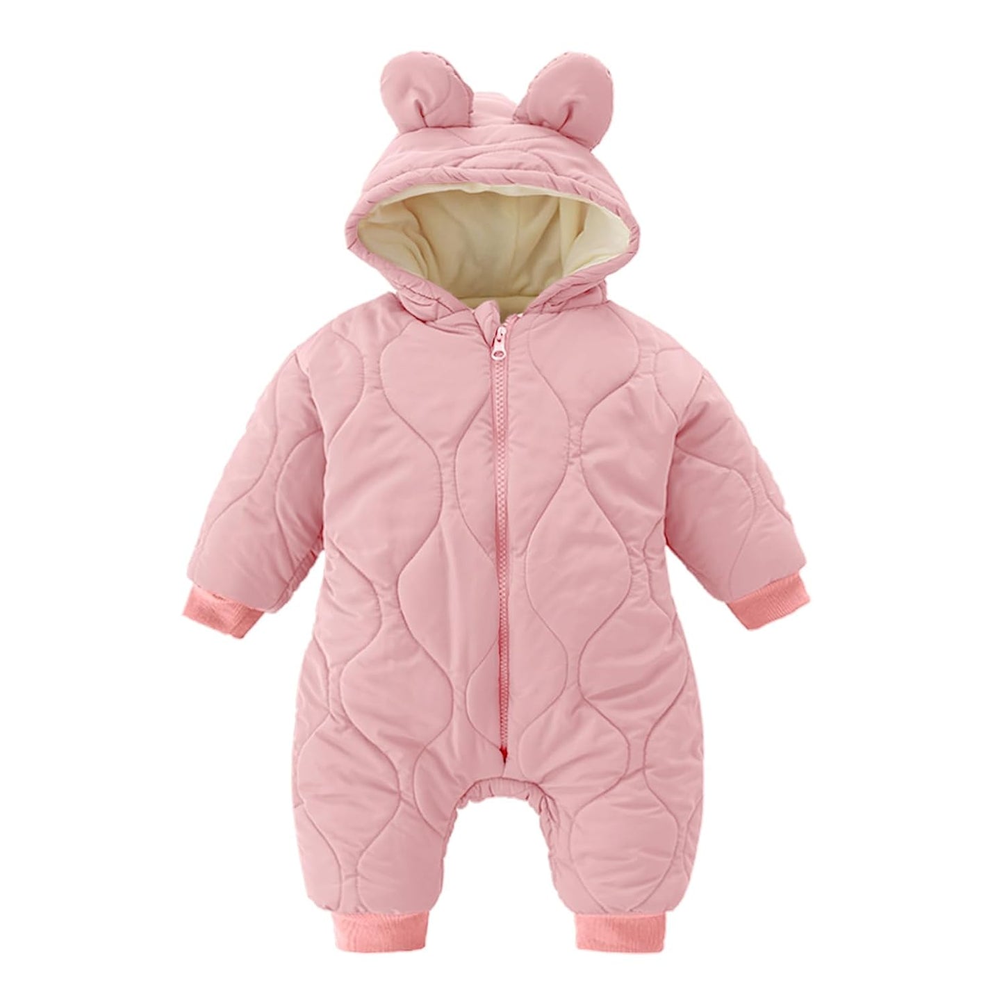 Minizone Baby Winter Jumpsuit with Hood, Romper Snowsuit Boys and Girls, Long-Sleeve Jumpsuit, Warm Outfits, Gift, 6-9 Months, 80 cm, Black