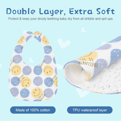 Vicloon Baby Bibs, 8 Pack Soft Absorbent and Waterproof Bibs Dribble Bibs Burp Cloths Baby with Snap Fastener for Baby Boys and Girls Toddlers 