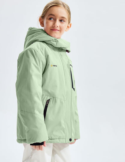 Gemyse Boys' Waterproof Ski Jacket, Windproof Fleece Jacket, Outdoor Winter Jacket, Rain Jacket with Hood