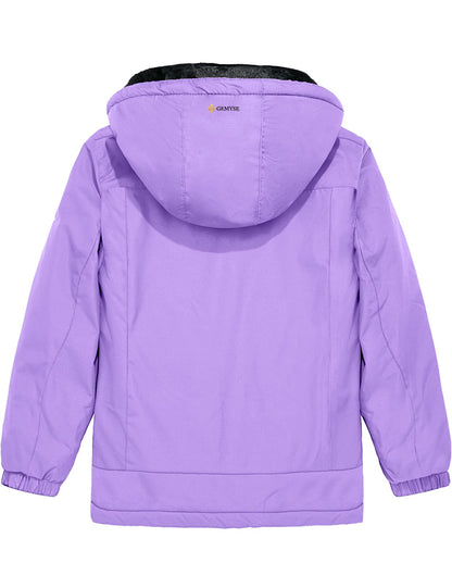 GEMYSE Girls' Waterproof Ski Jacket Windproof Fleece Outdoor Winter Jacket Rain Jacket with Hood