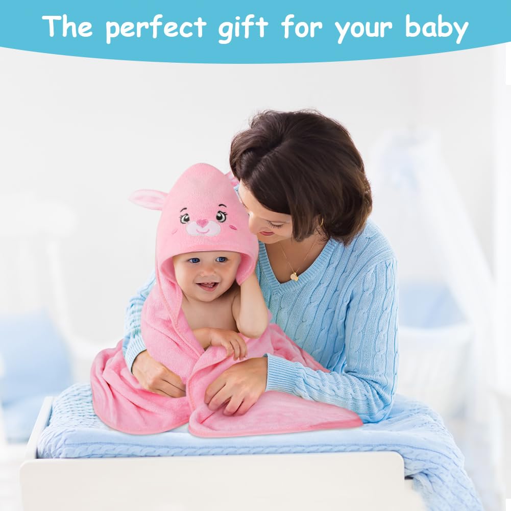 Aolso Hooded Towel Baby, 80 x 80 cm Baby Towel Hood, Baby Wash Cloth, Coral Fleece Baby Towel with Hood for Newborns, Soft and Super Absorbent, Unisex (Grey Elephant)