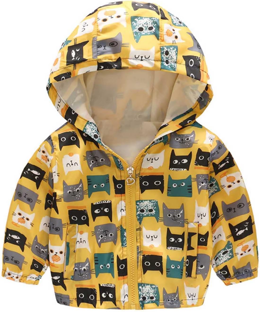 KQIVAM Children's Rain Jacket Transition Jacket Waterproof Outdoor Jacket Windproof with Hood Waterproof Jacket for Children Unisex Rainwear for Girls and Boys 