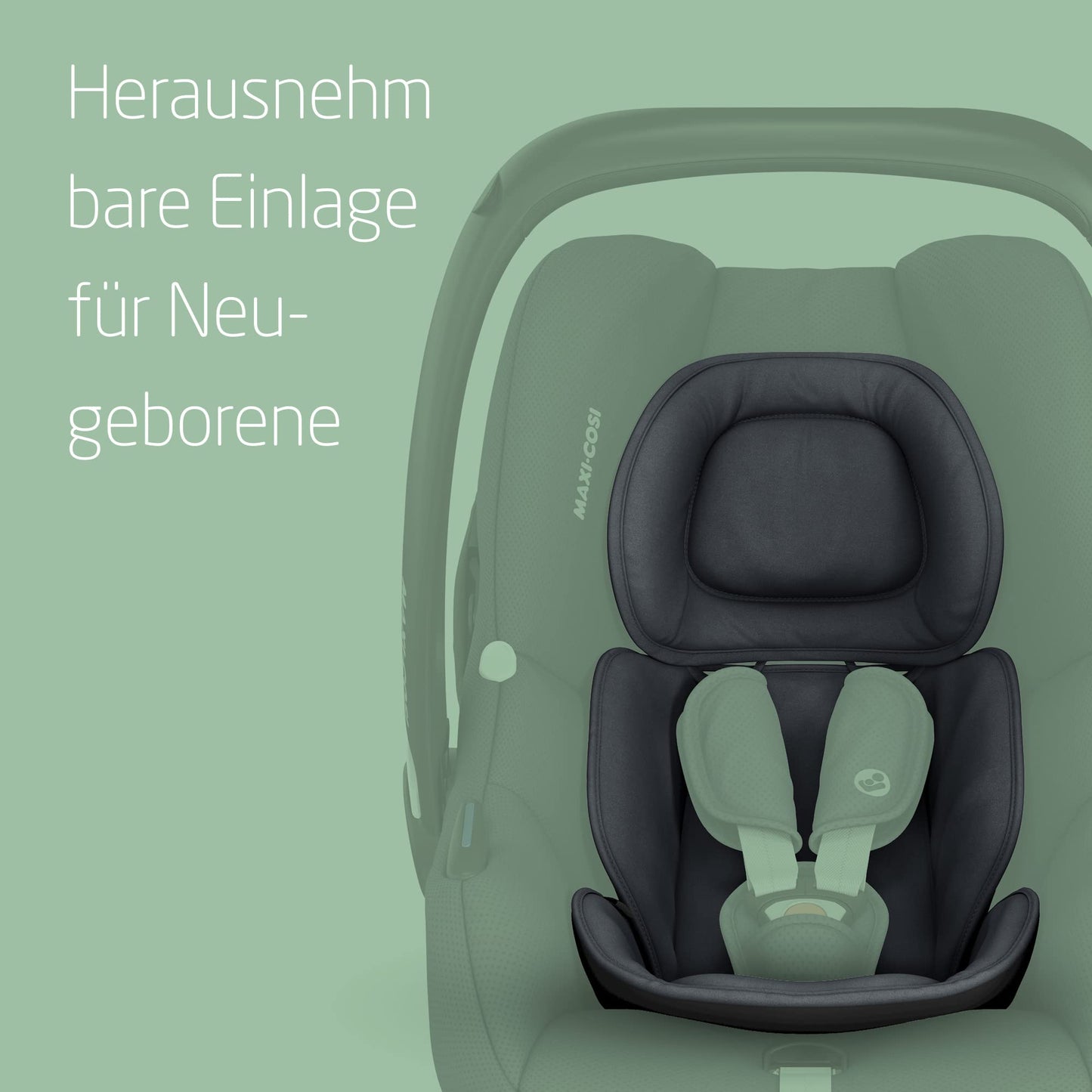 Maxi-Cosi CabrioFix i-Size, Babyschale, 0–12 Monate, max. 12 kg, leichter i-Size Kindersitz (3,2 kg), Sonnenverdeck, gepolsterter Sitz, für viele Maxi-Cosi Kinderwagen, Essential Green - Meloni2