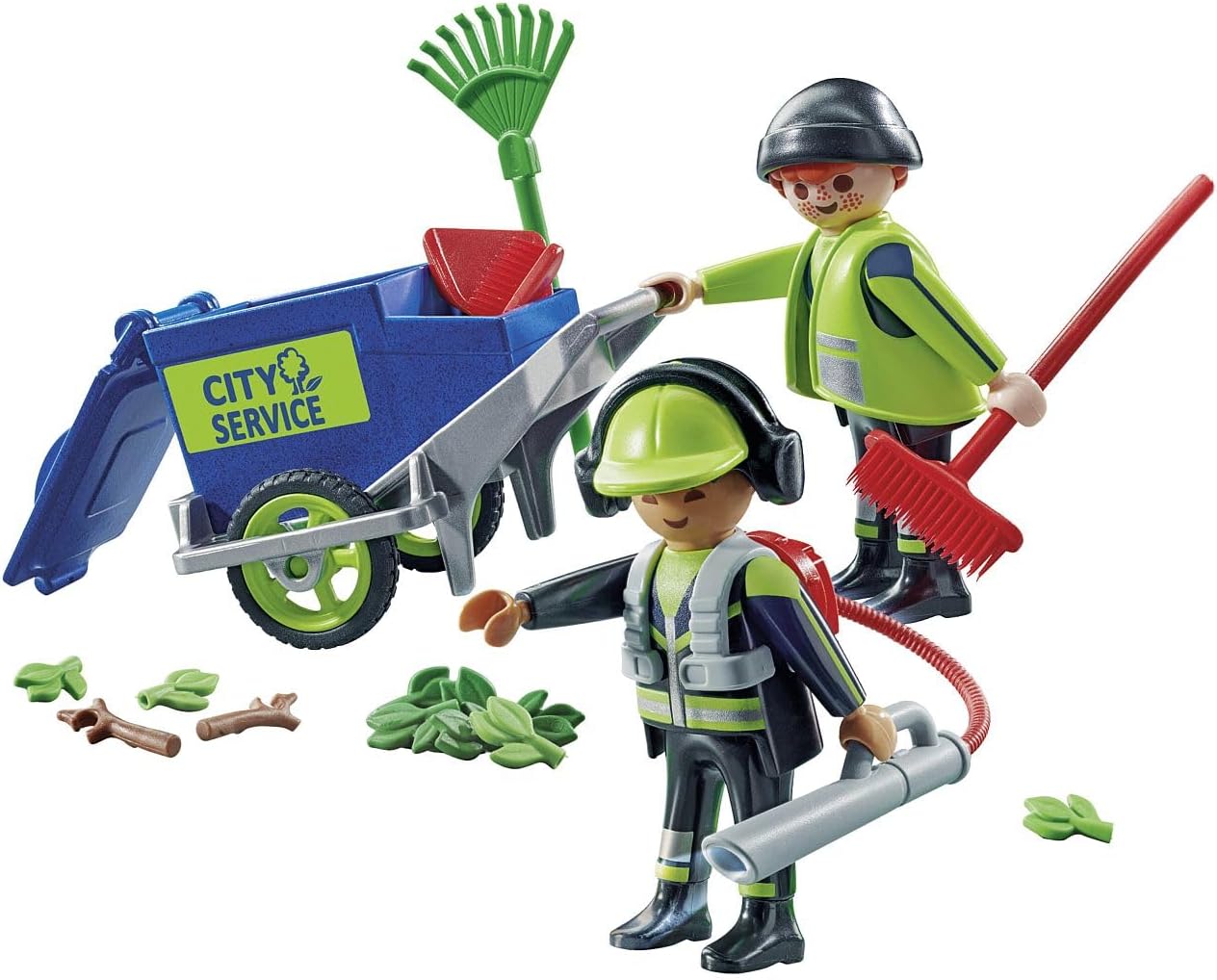 PLAYMOBIL City Action 71434 Stadtreinigungsteam, Stadtreinigung, Figuren und Mülltonne zum Schieben, Spielzeug für Kinder ab 4 Jahren
