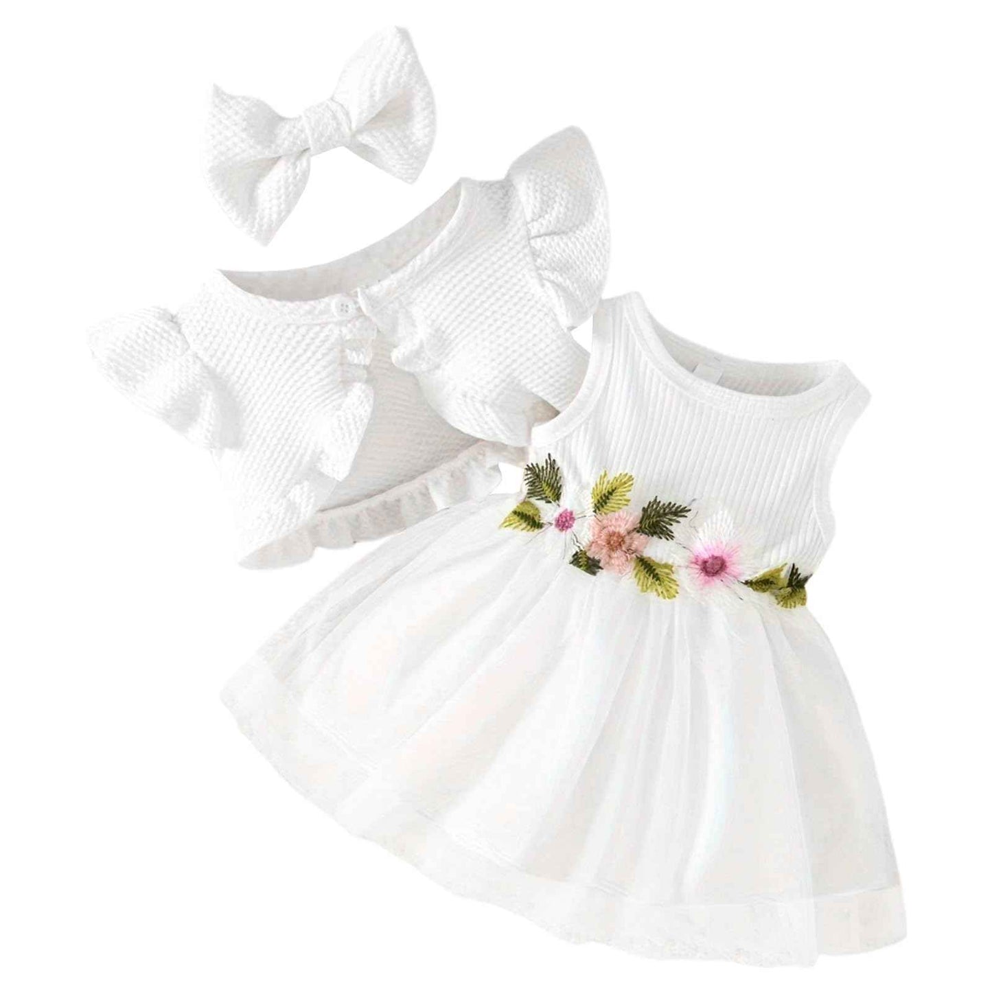 Toddler Baby Girl Dress and Cardigan Set Long Sleeve Cotton Princess Tutu Dresses with Outfits Coat