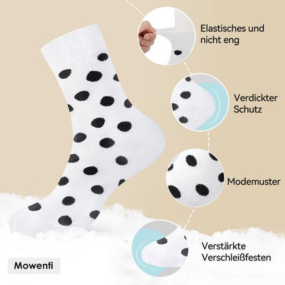 Mowenti Socken Mädchen 35-38 sportsocken strümpfe socks Mädchensocken bunte schwarz Streifen Punkte baumwollsocken 10 Paar