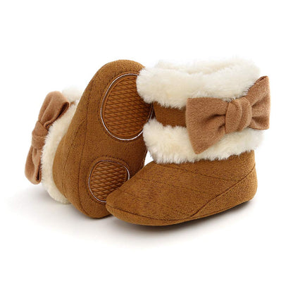 LACOFIA Baby Girls Soft Sole Winter Boots Toddler Warm Fleece Slippers Crawling Shoes