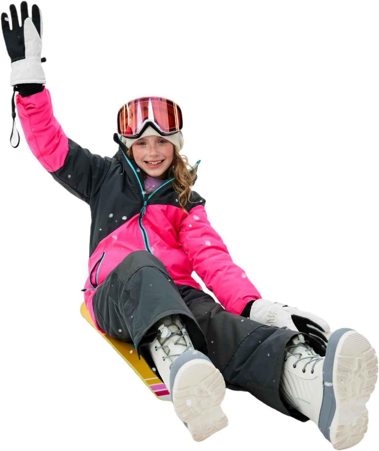 Children's Ski Suit Girls Waterproof Windproof and Warm 2-Piece with Hood 6-16 Years Outdoor Sports, Mountaineering, Skiing