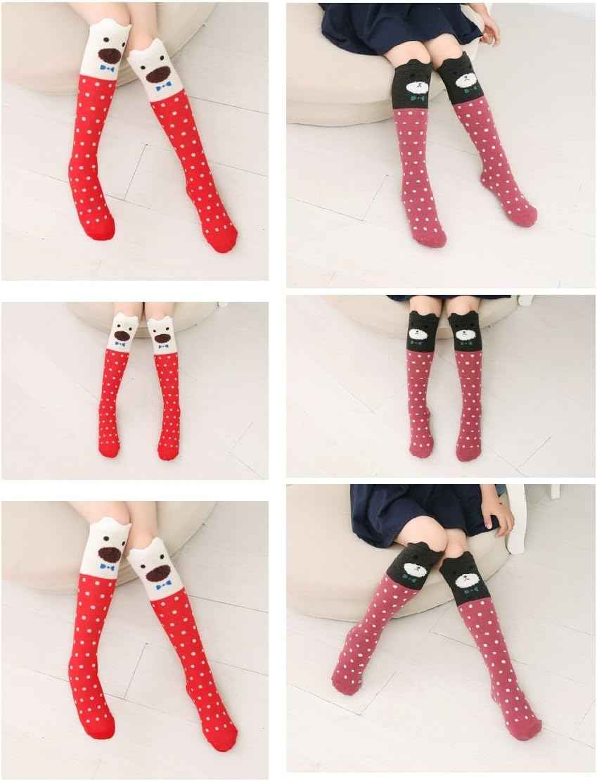 CISMARK Girls' Knee Socks 6 Pairs for Children Gifts Long Funny Children's Socks Animal Cotton Socks 3-12 Years