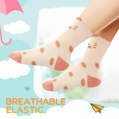 TUUHAW 10 Paar Kinder Socken für Mädchen und Jungen Socken Mit Motiv Schulkind Baumwolle Socken Bunt Gr. 23-38