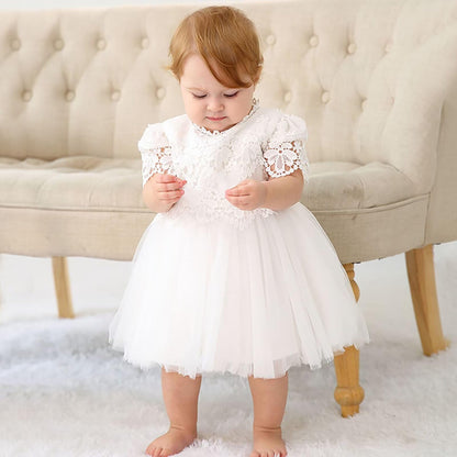 Baby Mädchen Weiße Taufe Kleid mit Kapuze Neugeborene Taufe Kleid Spitze Kleid für Hochzeit Geburtstag