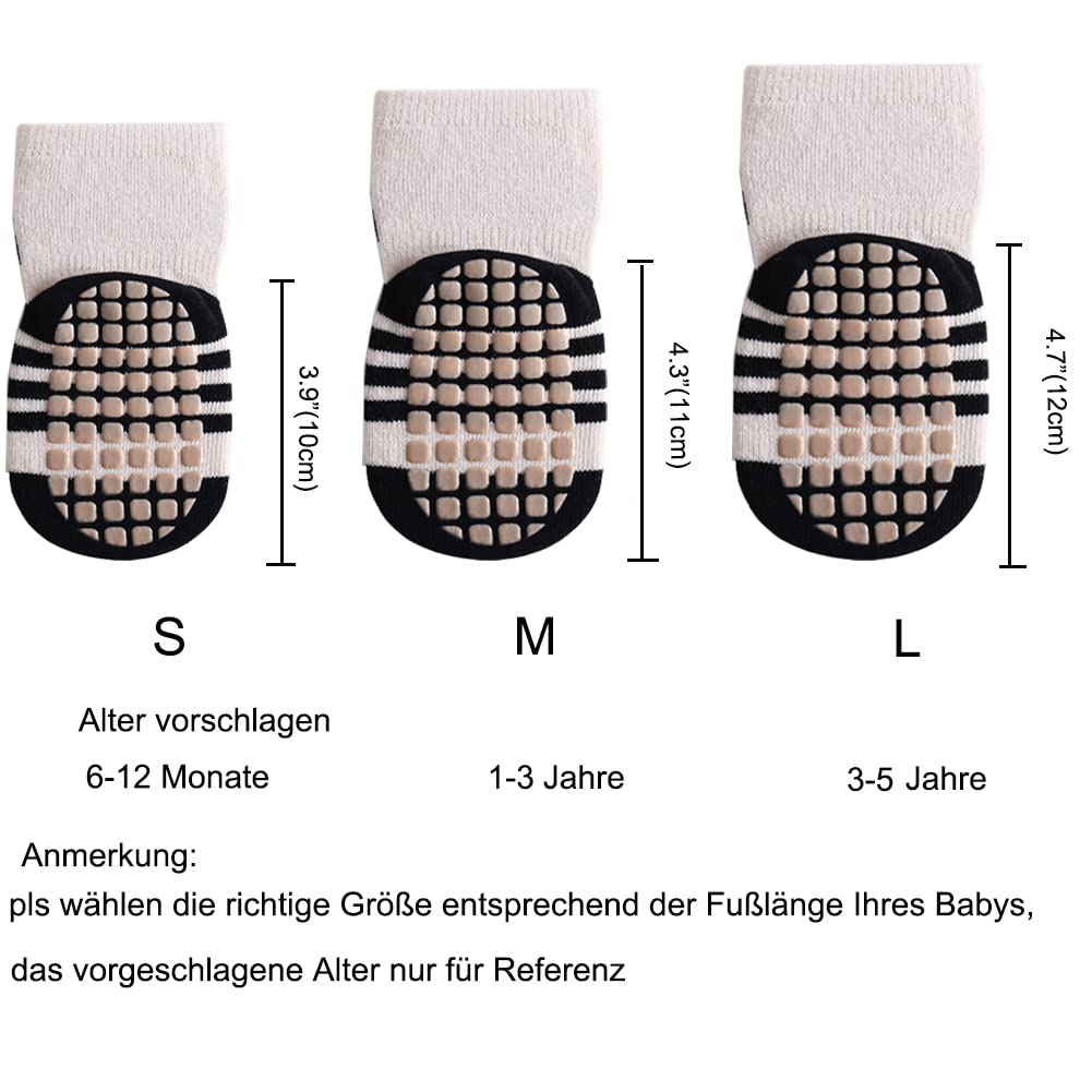 Rutschfeste Socken für Baby Mädchen Jungen 5 Paar Kinder Anti Rutsch Socken Sportsocken Stoppersocken