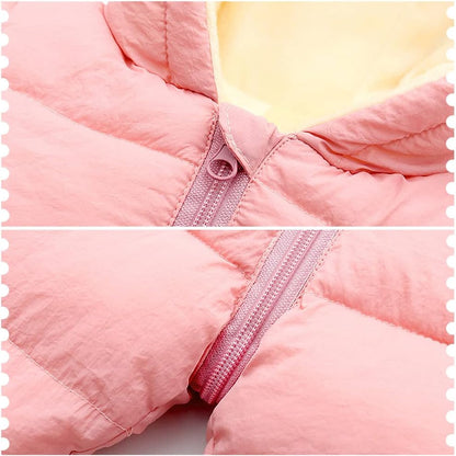 LSERVER Neugeborener Strampler Baby mit Kapuze Fleecever Dickter Jungen Schneeanzug Mädchen Warmer Daunen Overall Kinder Niedliche Winter Anzüge, Schwarz, 80