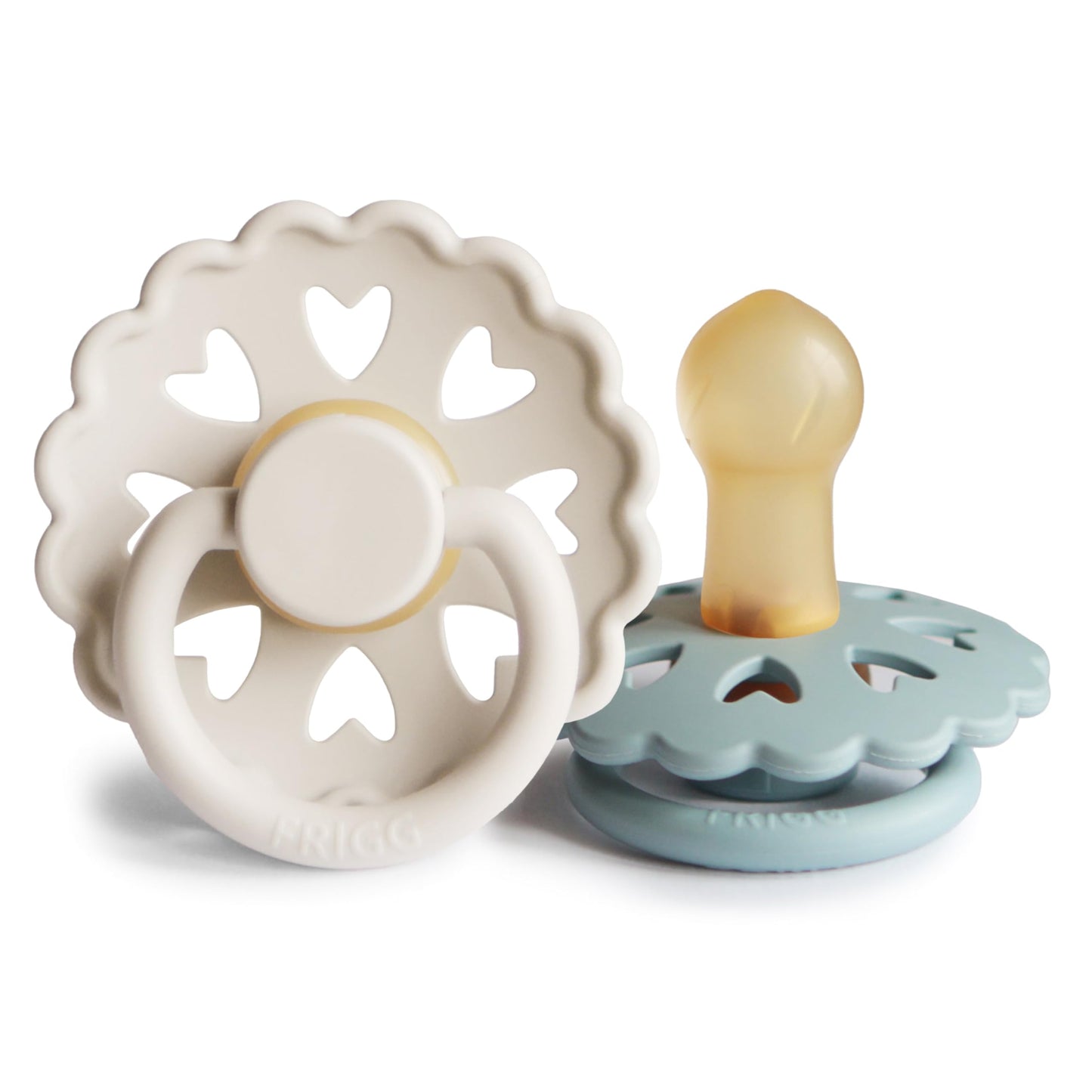 FRIGG Fairytale Schnuller 2 Packung | Latex Schnuller | BPA-Frei | Hergestellt in Dänemark | Symmetrischer Sauger in Kirschform (Twilight Mauve/Primrose, Größe 1 (0-6 Monate))