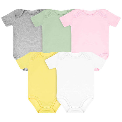 Vicloon Baby Bodysuit Short Sleeve Unisex Baby Set Short Sleeve Bodysuits Made of 100% Super Soft Cotton, Baby Bodysuit with Press Studs for Newborn Baby Boys and Girls 0-3 m/3-6 m/6-9 m/9-12 m