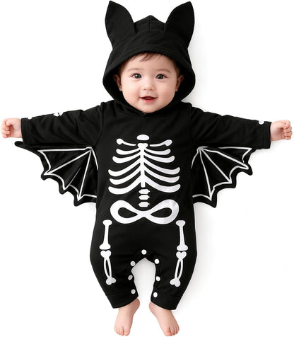 Halloween Kostüm Baby Fledermaus Skelett Strampler