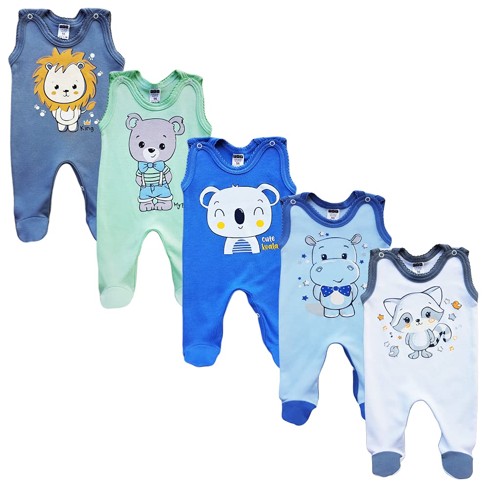 MEA BABY Unisex Baby Romper with Print 100% Cotton Pack of 5 Baby Romper for Girls Baby Romper for Boys