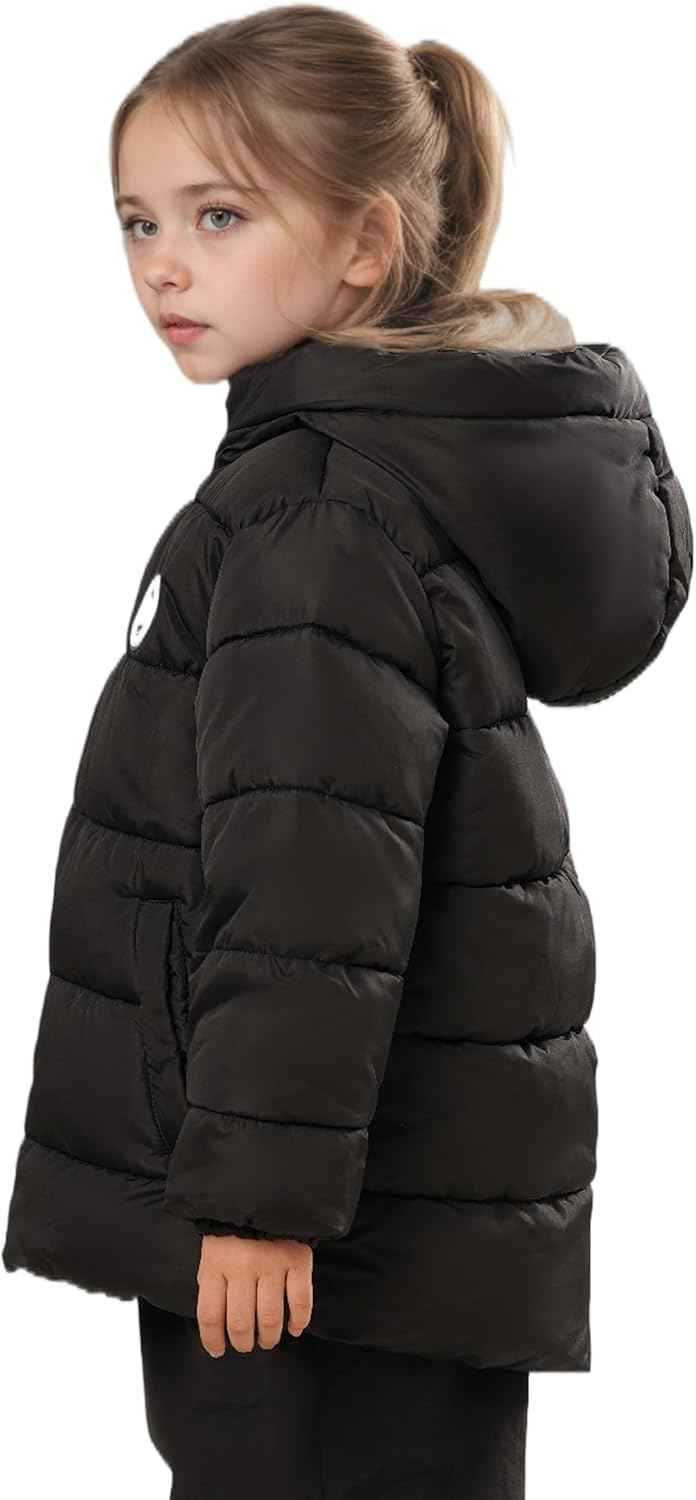Sunny Sprout Winter Jacket with Hood for Toddlers, Heavy-Lined Puffer Jacket for Girls with Windproof Sleeves