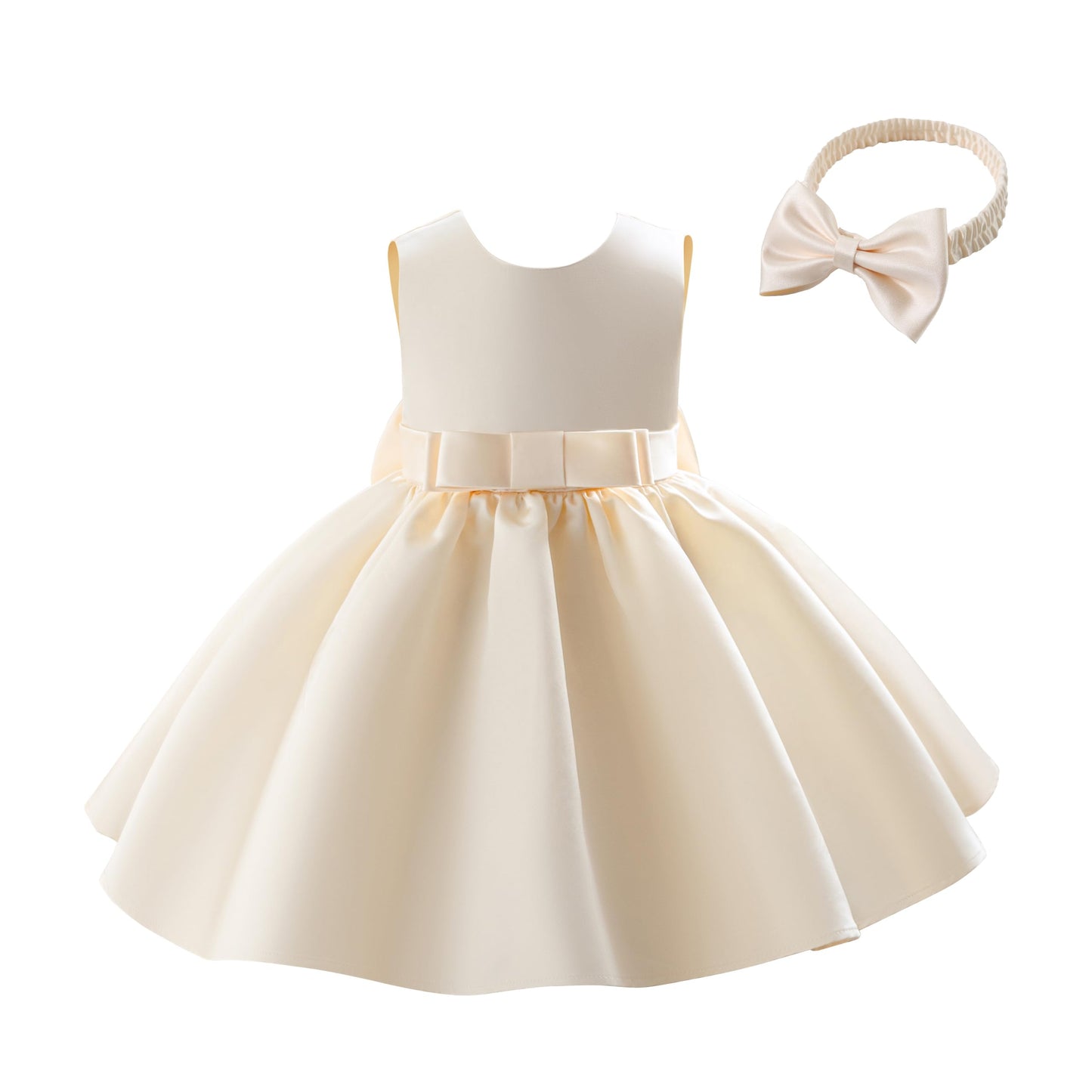 Baby Mädchen Kleid Satin Bowknot A-Linie Taufe Kleid Ärmellos Kleinkind Prinzessin Geburtstag Kleider Kinder Hochzeit Blumenmädchen Kleid Festliche Party Kleid