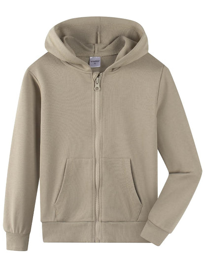 Spring&Gege Jungen Hoodie Sweatjacke Basic Einfarbig Baumwoll Kapuzenjacke für Kinder（3-12 Jahre）
