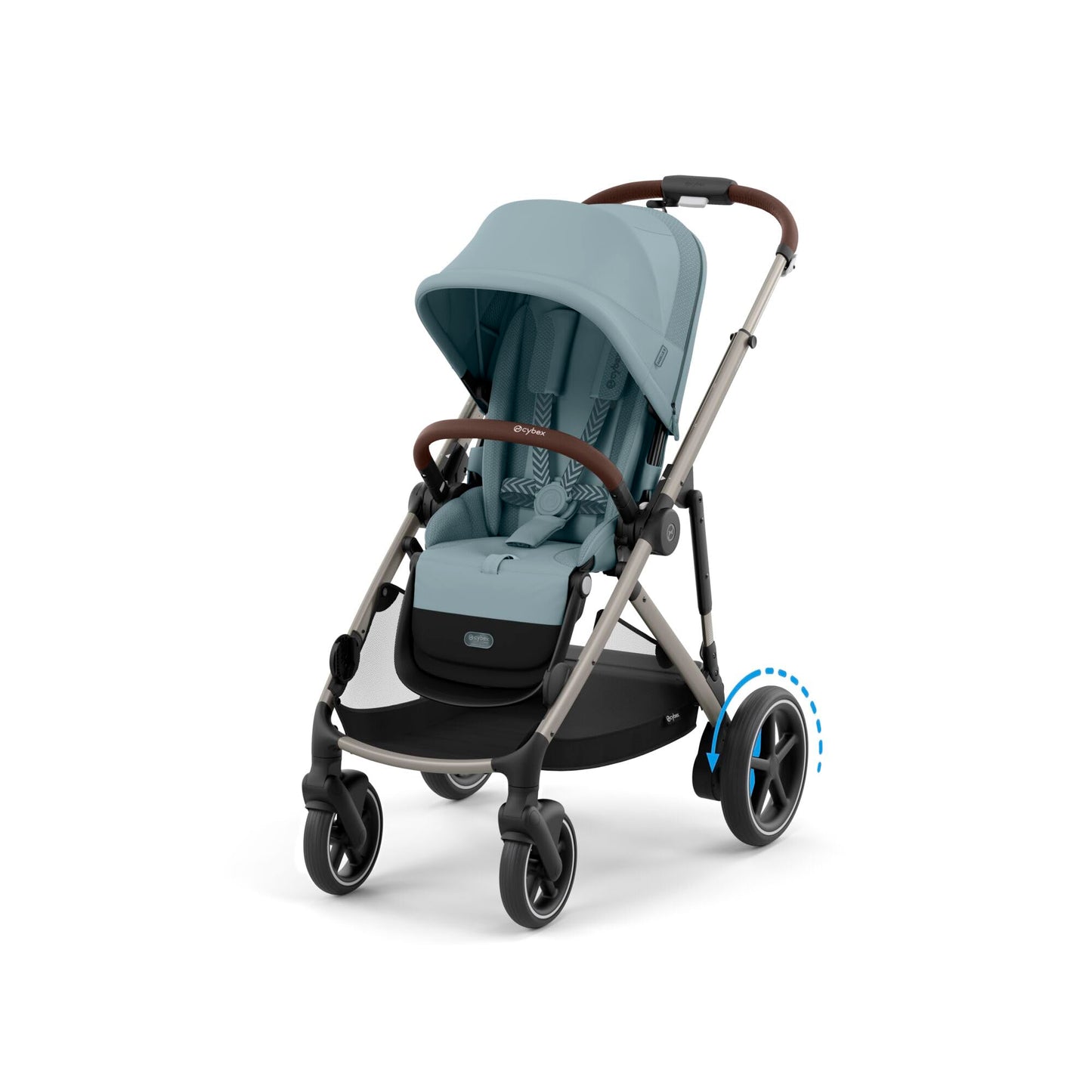 CYBEX Gold Kinderwagen e-GAZELLE S, Ab Geburt bis ca. 4 Jahre, Max. 22 kg (Single-Modus) / 2x 22 kg (Duo-Modus), All-in-1-System mit E-Antrieb und 20+ Konfigurationen, Stone Grey