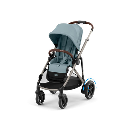 CYBEX Gold Kinderwagen e-GAZELLE S, Ab Geburt bis ca. 4 Jahre, Max. 22 kg (Single-Modus) / 2x 22 kg (Duo-Modus), All-in-1-System mit E-Antrieb und 20+ Konfigurationen, Stone Grey