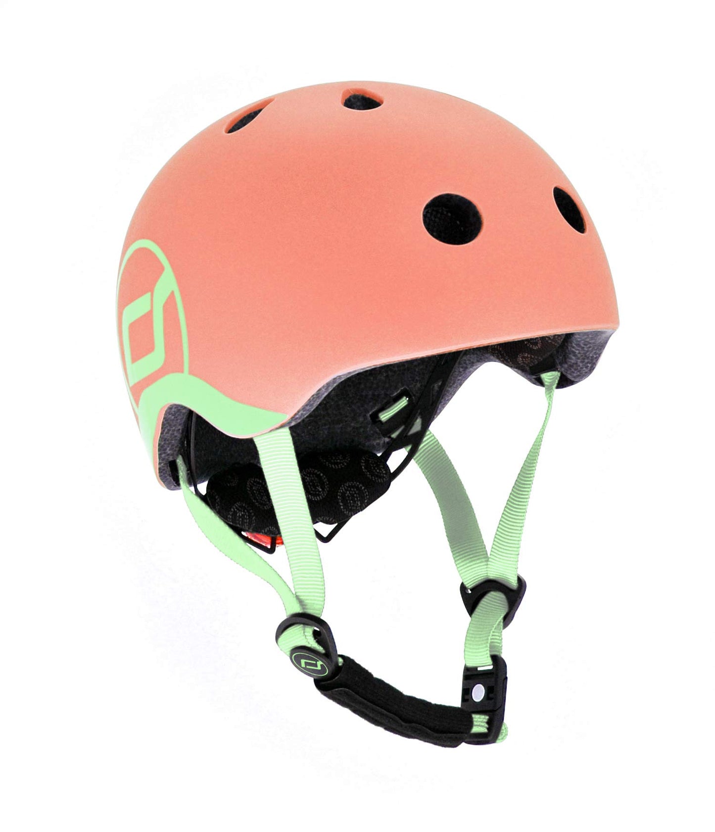 Scoot and Ride Babyhelm mit verstellbaren Trägern, Mattes Finish, Größen XXS, inklusive LED-Sicherheitslicht und weicher Fleece-Polsterung für zusätzlichen Schutz