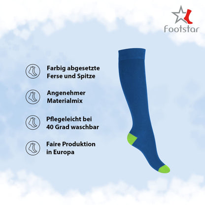 Kinder-Kniesocken aus Baumwolle (5 Paar) mit kontrastierendem Absatz und Zehen