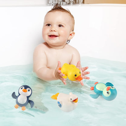 BelleStyle Baby Badespielzeug, Badewannenspielzeug für Baby Kinder Ab 1 2 3 4 Jahr, Wasserspielzeug Uhrwerk Schwimmende Aufzieh Schwimmbad Badewanne Bad Spielzeug für Kleinkinder Jungen Mädchen
